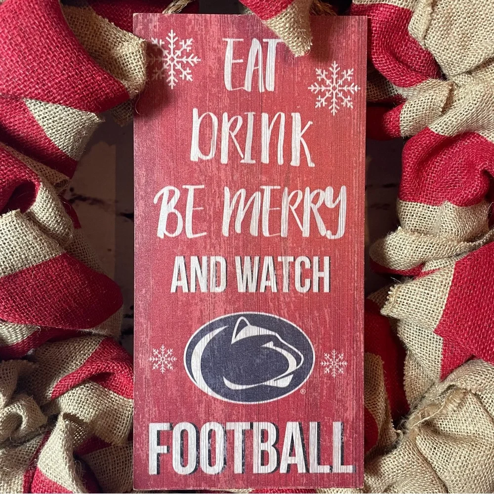 Penn State Nittany Lions Burlap Christmas Holiday Football Wreath
